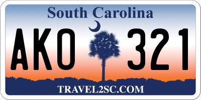 SC license plate AKO321
