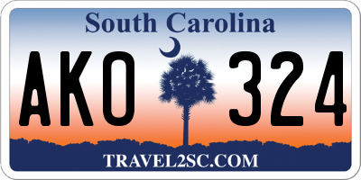 SC license plate AKO324