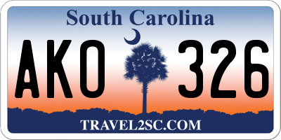 SC license plate AKO326