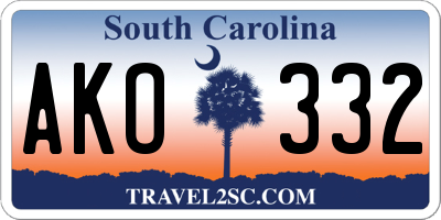 SC license plate AKO332