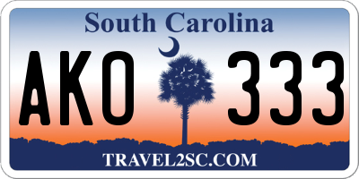 SC license plate AKO333