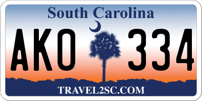SC license plate AKO334