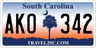 SC license plate AKO342