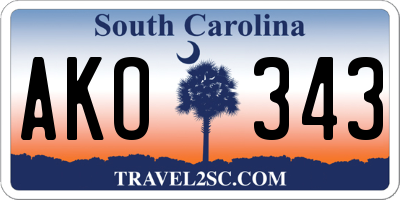 SC license plate AKO343