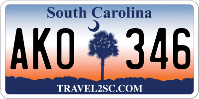 SC license plate AKO346