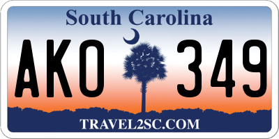 SC license plate AKO349