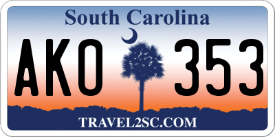 SC license plate AKO353