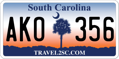 SC license plate AKO356