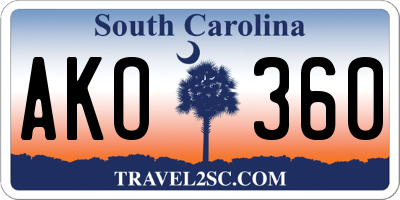 SC license plate AKO360