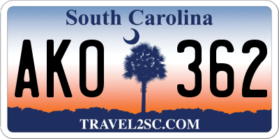SC license plate AKO362