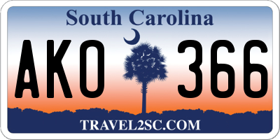 SC license plate AKO366