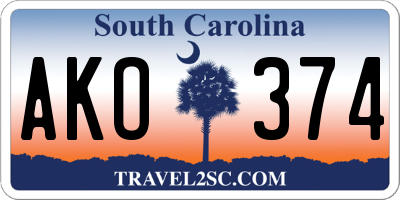 SC license plate AKO374