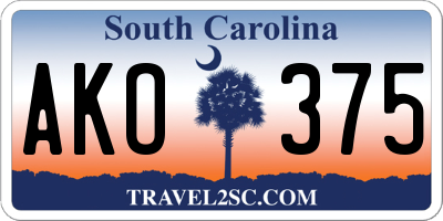 SC license plate AKO375