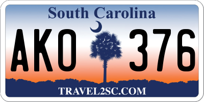 SC license plate AKO376
