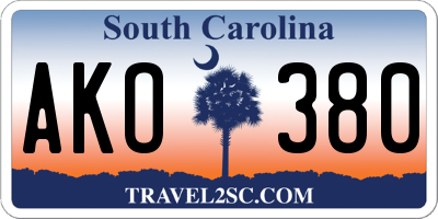 SC license plate AKO380