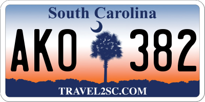 SC license plate AKO382