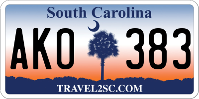 SC license plate AKO383