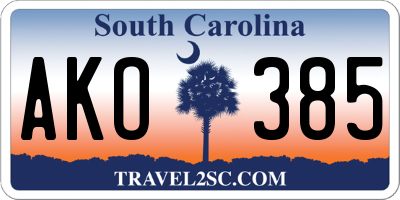 SC license plate AKO385