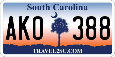 SC license plate AKO388