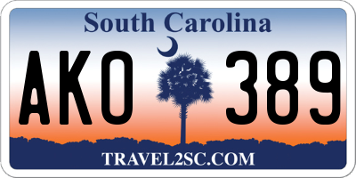 SC license plate AKO389