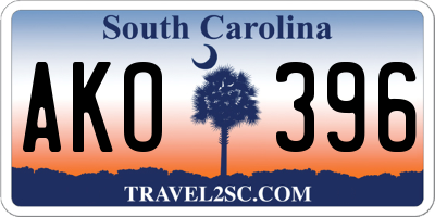 SC license plate AKO396