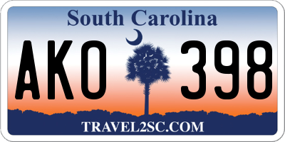 SC license plate AKO398