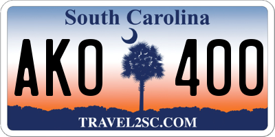 SC license plate AKO400