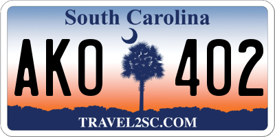 SC license plate AKO402