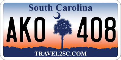 SC license plate AKO408