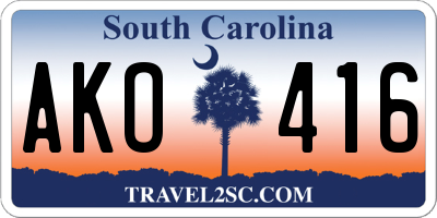 SC license plate AKO416