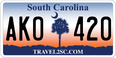SC license plate AKO420
