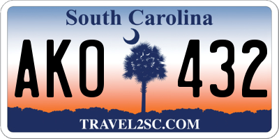 SC license plate AKO432