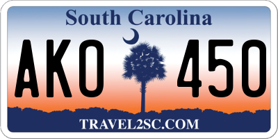 SC license plate AKO450