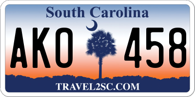 SC license plate AKO458