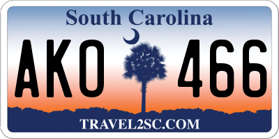 SC license plate AKO466