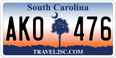 SC license plate AKO476