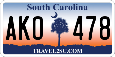 SC license plate AKO478