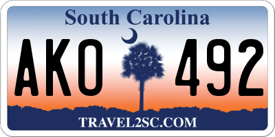 SC license plate AKO492