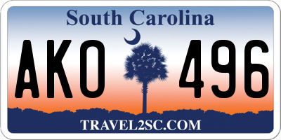 SC license plate AKO496