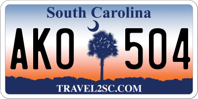 SC license plate AKO504