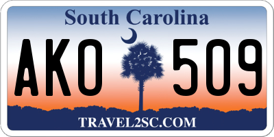 SC license plate AKO509