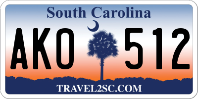 SC license plate AKO512