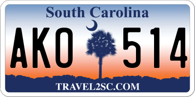 SC license plate AKO514