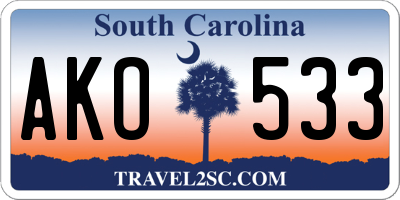 SC license plate AKO533