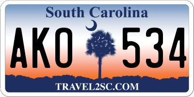 SC license plate AKO534