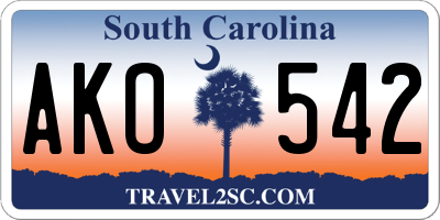 SC license plate AKO542