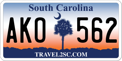 SC license plate AKO562