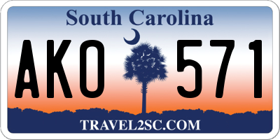 SC license plate AKO571