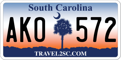 SC license plate AKO572