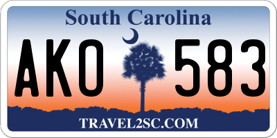 SC license plate AKO583